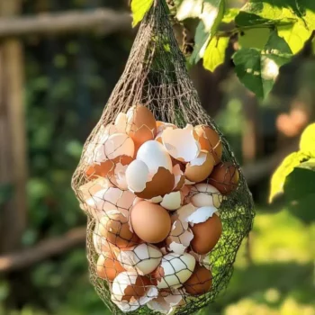 🥚 Warum es sinnvoll ist, eine Netztasche mit Eierschalen im Garten aufzuhängen