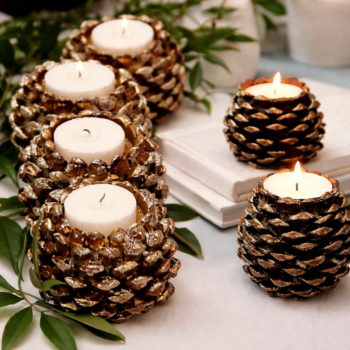 Tannenzapfen als Kerzenhalter – diese einfache DIY-Idee sorgt  für Gemütlichkeit 🌲🕯️