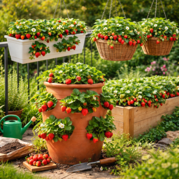 🍓 Erdbeeren auf kleinem Raum anbauen: DIY-Pflanzsystem + bewährte Tipps für maximale Ernte 🌿
