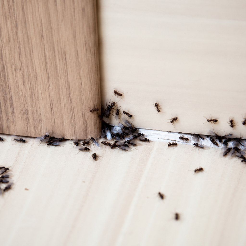 Ameisen nutzen kleine Ritzen und Spalten an einer Türschwelle als Zugang ins Haus.