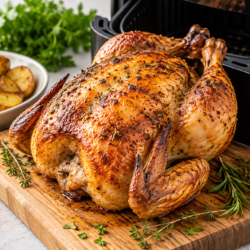 🍗 Ganzes Hähnchen aus der Heißluftfritteuse: außen knusprig, innen saftig
